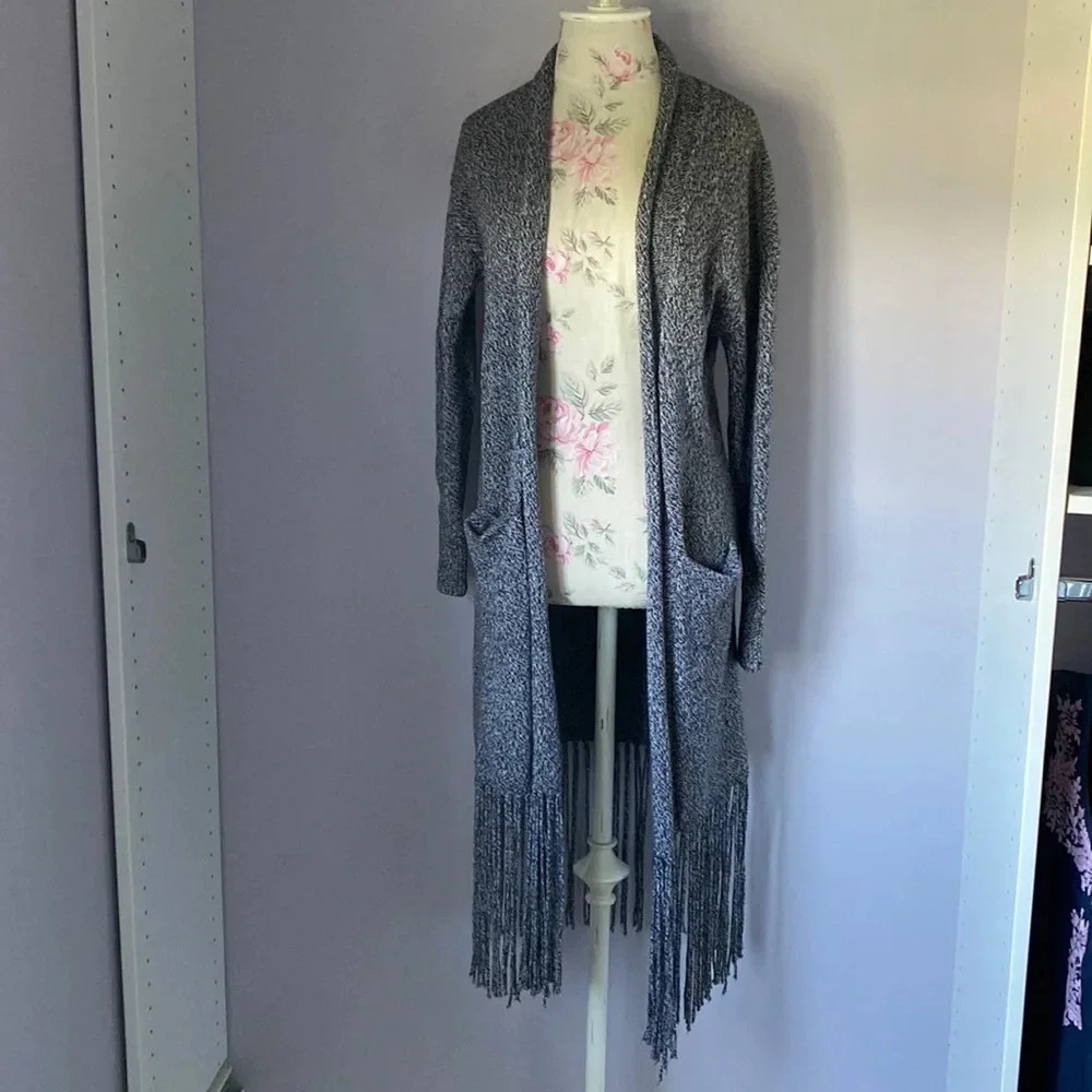 W by worry cardigan with fringe trim